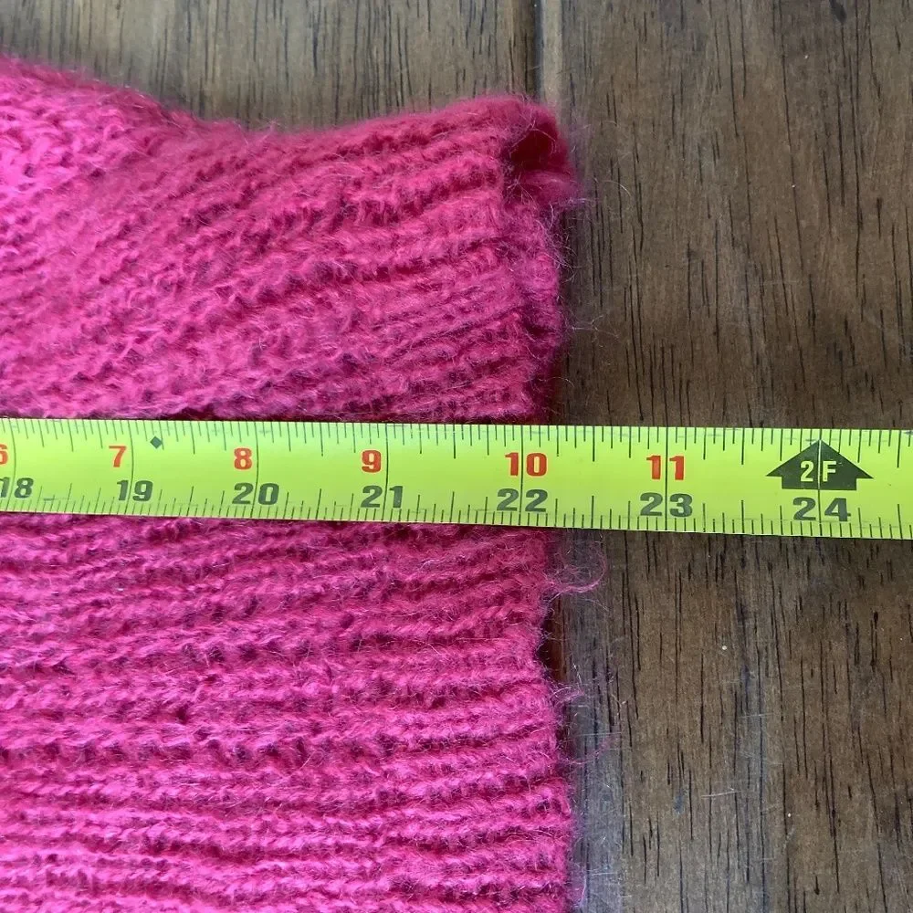 Wooden Ships S/M Sweater Pink V Neck Open Knit Mohair Wool Short Sleeve Cropped - Picture 6 of 7